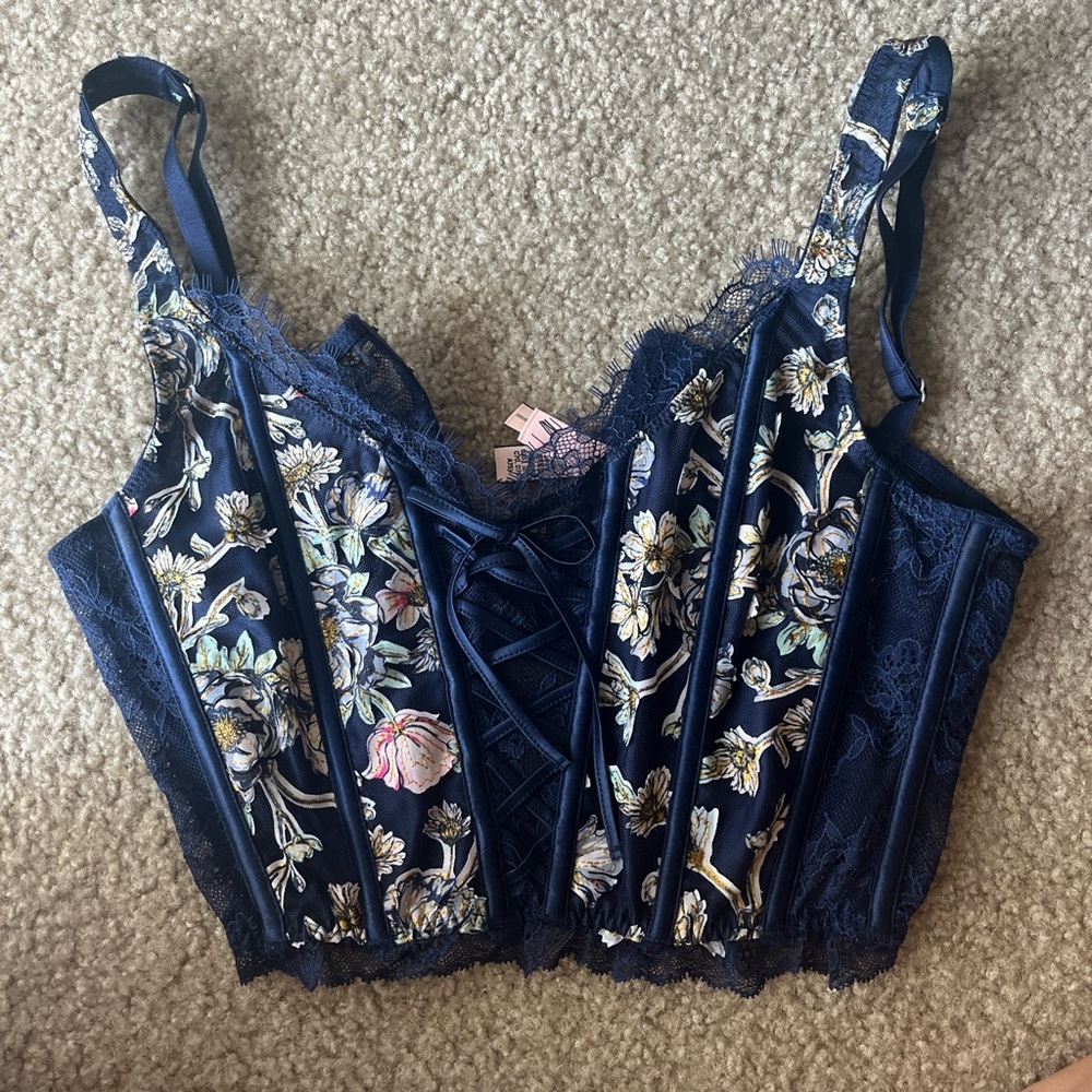 Victoria's Secret Midnight Blue Floral Bustier